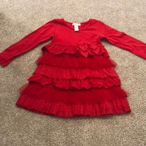 Red tiered ruffle dress